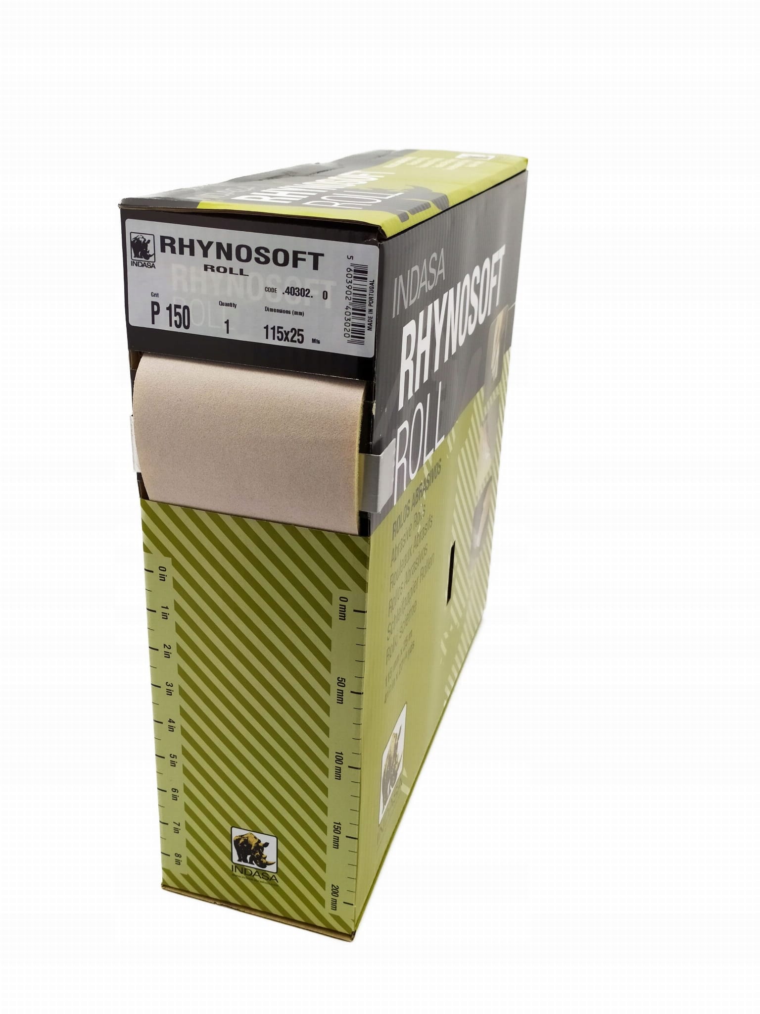 PAPIER ŚCIERNY NA GĄBCE W ROLCE INDASA RHYNOSOFT ROLL PRE-CUT 115MMX25M P150