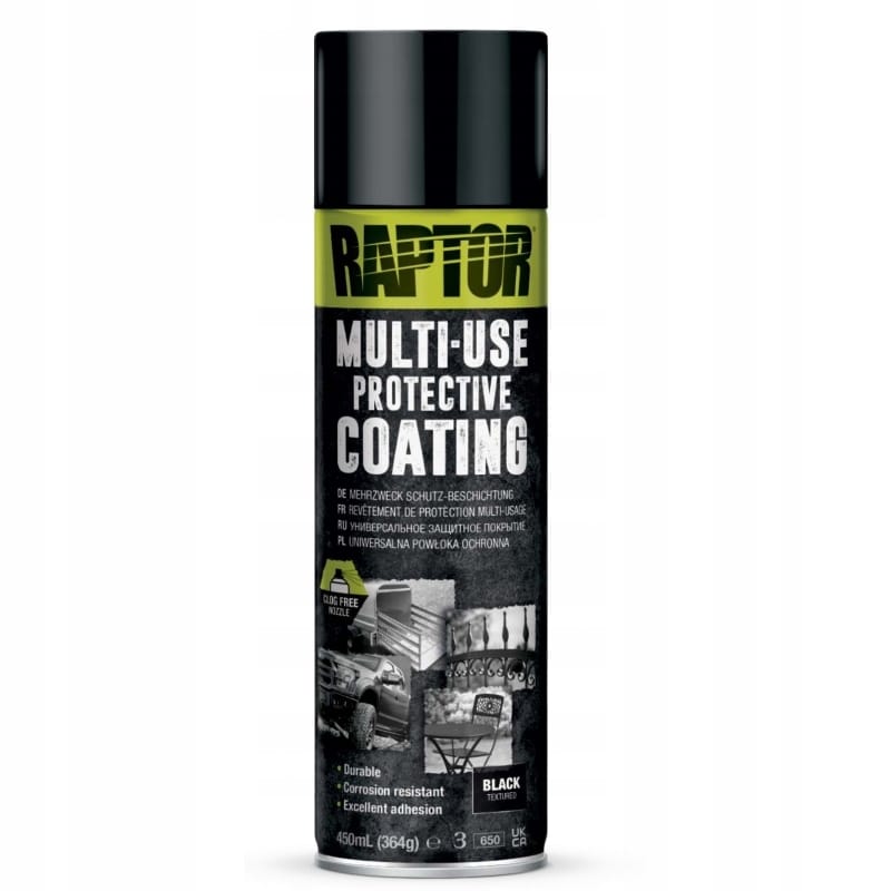 U-POL RAPTOR UNIWERSALNA POWŁOKA OCHRONNA STRUKTURA CZARNY SPRAY 450ML