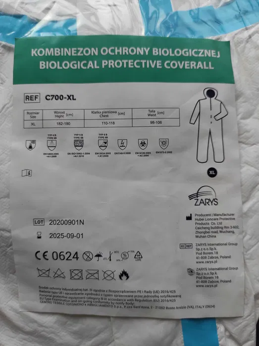 KOMBINEZON OCHRONY BIOLOGICZNEJ C700-XL ZARYS